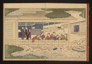 Viendo el desfile por la calle principal, Nakanochô, en el barrio del placer de Yoshiwara de Kitagawa Utamaro