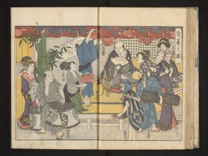 Preparativos para la fiesta de las linternas de Kitagawa Utamaro