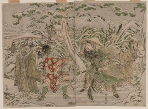 Escena de invierno del Romance de los Tres Reinos de Kitagawa Utamaro