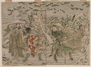 Escena de invierno del Romance de los Tres Reinos, c. 1790 de Kitagawa Utamaro