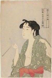 Mujer exhalando humo de una pipa, de la serie "Diez clases de fisonomía femenina"