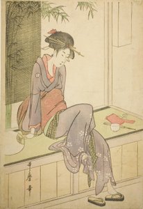 Mujer Sentada en la Veranda de Kitagawa Utamaro