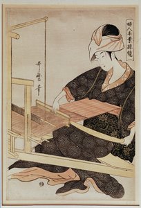 Mujer tejiendo de Kitagawa Utamaro