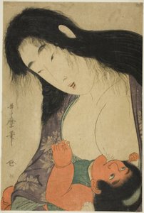 Yamauba amamantando a Kintaro de Kitagawa Utamaro