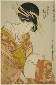Yosooi del Matsubaya, de la serie Selecciones de Seis Casas en Yoshiwara (Seiro rokkasen) (Matsubaya Yosooi) de Kitagawa Utamaro