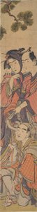 ¿Oshun y Dembei jugando con el mono en Yojir? de Kitao Masanobu