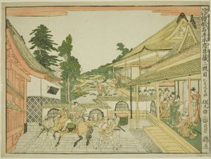 Acto II (Nidanme), de la serie "Imágenes en perspectiva del Almacén de Retenedores Leales (Uki-e kanadehon Chushingura)" de Kitao Masayoshi