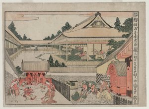 Chushingura: Acto III de la serie Imágenes en perspectiva para La Casa del Tesoro de la Lealtad, c. 17 de Kitao Masayoshi