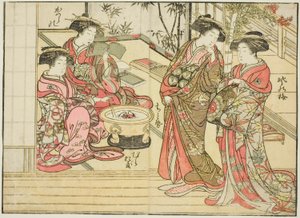 Cortesanas de Otawaraya, del libro "Espejo de mujeres hermosas de los barrios de placer," vol. 2 de Kitao Shigemasa