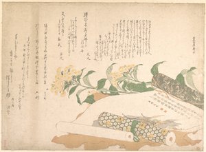 Margaritas y dos makimono de Kitao Shigemasa