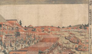 Paisaje, mostrando festival de agua con linternas, finales del siglo XVIII-principios del siglo XIX