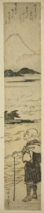 El Sacerdote Saigyo Contemplando el Monte Fuji de Kitao Shigemasa