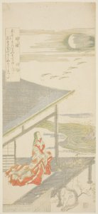 El Poeta Ise Mirando un Rebaño de Gansos que Regresan, de una serie sin título de ocho vistas de Kitao Shigemasa