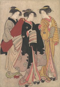 Dos geishas caminando, 1739-1820 de Kitao Shigemasa