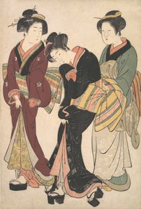 Dos geishas y una criada de Kitao Shigemasa