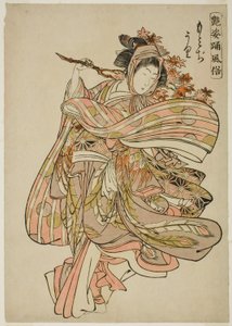 Viendo hojas de arce (Momijigari), de la serie "Costumbres de danza de figuras cautivadoras (Adesugata odori fuzoku)" de Kitao Shigemasa