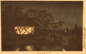 El río Koromo debajo del templo Tennoji de Kiyochika Kobayashi