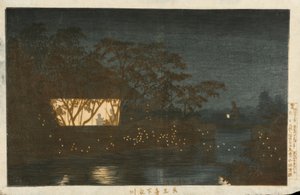 Río Koromo debajo del Templo Tennoji de Kiyochika Kobayashi
