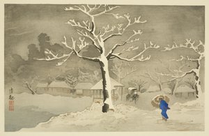 Embarcadero inferior en Mimeguri, Mukojima de Kiyochika Kobayashi