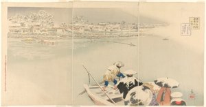 Segundo mes: Colina Matsuchi en la nieve al atardecer, de la serie Verdaderas vistas de lugares famosos en Tokio