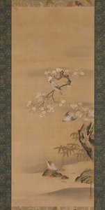 Ampelis, Flores de Cerezo y Bambú, finales del siglo XVII de Kiyohara Yukinobu