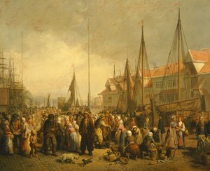 Mercado de pescado en Bergen de Knud Bergslien