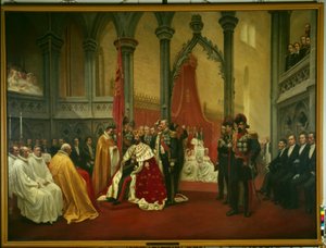 La coronación de Oscar II en la Catedral de Trondheim el 18 de julio