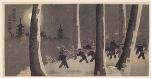 Gran y feroz batalla en la nieve cerca de Niuzhuang de Kobayashi Kiyochika