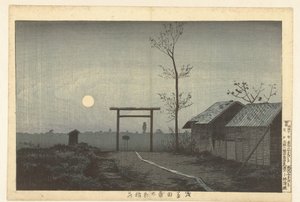 El santuario de Taro Inari en los campos de arroz de Asakusa Asakusa tanbo Taro Inari (título sobre objeto) de Kobayashi Kiyochika