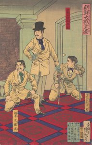 Ilustración de la Gran Guerra de Corea Chosen dai senso no zu, agosto, 1882 de Kobayashi Kiyochika