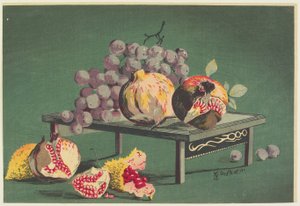 Granadas y uvas de Kobayashi Kiyochika
