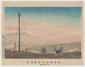 Vista del monte Fuji desde las montañas Hakone, esbozado a las 3 a.m. a principios de enero, 1881 de Kobayashi Kiyochika