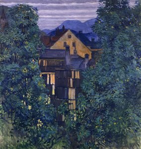 Vista de Payerbach, con el Rax al fondo de Koloman Moser