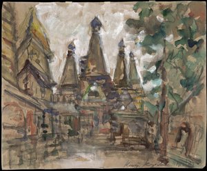 Diseño escénico para la ópera La novia del zar de N. Rimsky-Korsakov de Konstantin Alekseevich Korovin