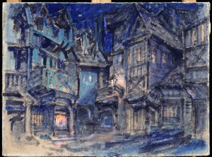 Escenografía para el ballet Esmeralda de Anton Simon (1851-1916) (Escenografía para el ballet Esmeralda de A.Simon). Obra de Konstantin Alexeyevich Korovin (Constantin Korovin) (1861-1939), témpera sobre cartón