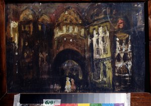Escenografía para la ópera Fausto de Charles Gounod (Escenografía para la ópera Fausto de C. Gounod). Obra de Konstantin Alexeyevich Korovin (Constantin Korovin) (1861-1939), gouache sobre cartón de Konstantin Alekseevich Korovin