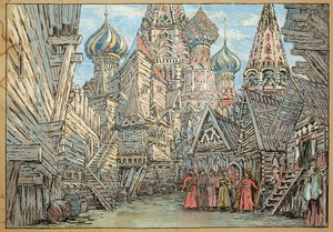 Diseño de escenografía para el Acto I de la ópera 