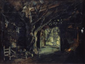 Diseño de escenario para la ópera La Valquiria de R. Wagner, 1919 de Konstantin Alekseevich Korovin