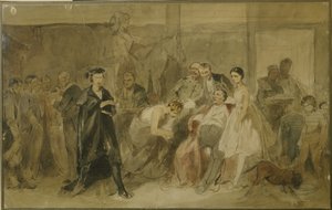 Detrás de la cortina en el teatro de siervos de Konstantin Alexandrovich Trutovsky