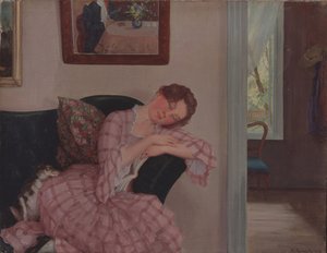 Una dama durmiendo en rosa