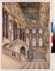 La Gran Escalera del Palacio de Invierno, también conocida como la Escalera del Embajador o la Escalera de Jordan - Obra de Konstantin Andre de Konstantin Andreyevich Ukhtomsky
