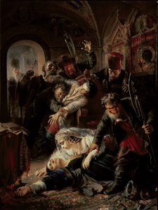 Asesinos contratados que matan al hijo del zar Boris Fiodorevich Godunov de Konstantin Egorovich Makovsky