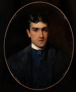 Retrato de Lucien Guitry (1860-1925) (Retrato de Lucien Guitry) - Pintura de Konstantin Yegorovich Makovsky (Constantin Makovski) (1839-1915) óleo sobre lienzo (64x51 cm) - Colección privada de Konstantin Egorovich Makovsky