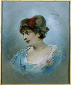 Retrato de la bailarina Marie Petipa (1857-1930) (Retrato de la bailarina de ballet Marie Petitpa). Pintura de Konstantin Yegorovich Makovsky (Constantin Makovsky) (1839-1915), óleo sobre lienzo, alrededor de 1900. Arte ruso del siglo XX. Museo Estatal de  de Konstantin Egorovich Makovsky