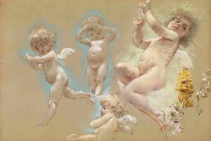 Putti. Decoración interior de la mansión del Barón von Dervis en San Petersburgo de Konstantin Egorovich Makovsky