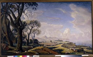 Paisaje con árboles de Konstantin Fedorovich Bogaevsky