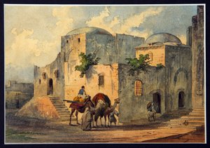 Vía Dolorosa (Camino de los Dolores y Casa de Poncio Pilato) en Jerusalén (10 a.C. - 39 d.C.). Lugares mencionados en la Biblia, peregrinación para los cristianos, la Vía Dolorosa es el camino de la Cruz. de Konstantin Karlovich Gerz