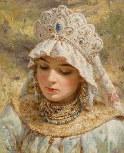Konstantin Makovsky (atr) Chica con Kokoshnik