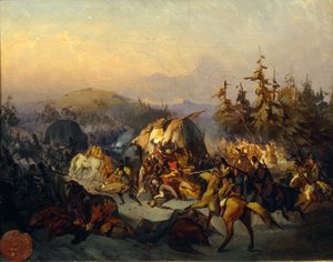 Cosacos rusos atacan a tropas francesas en tránsito de Konstantin Nikolayevich Filippov