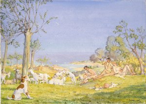 Paisaje con pastores y cabras, 1931 de Konstantin Somov
